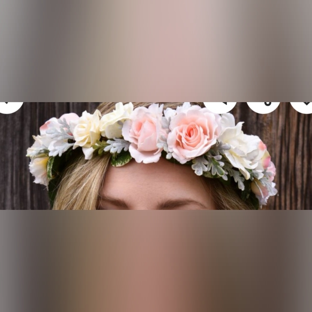 Floral flower crown wreath blush pink ivory buttercream